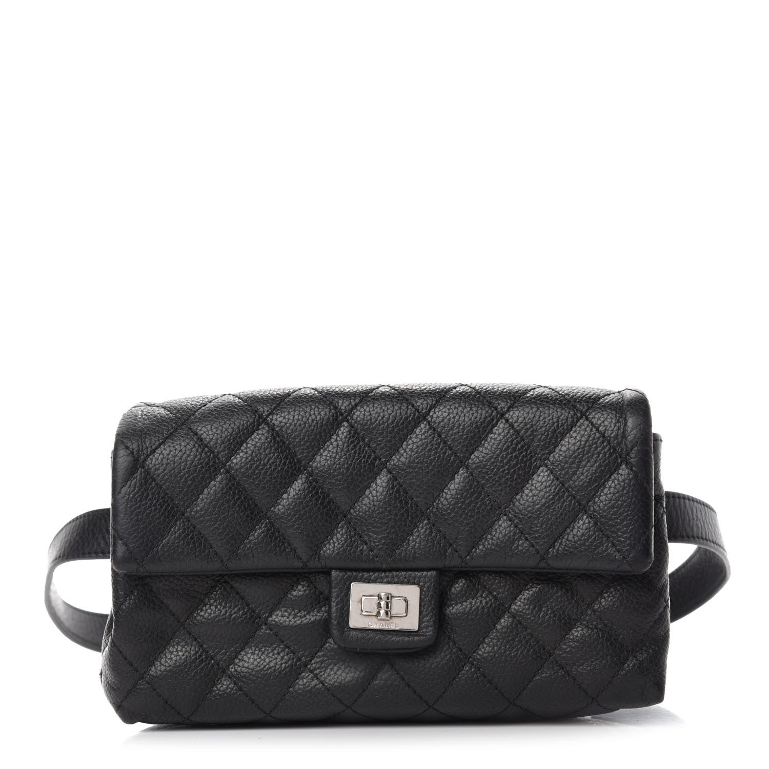 Chanel Grained Calfskin Quilted 2.55 Reissue Flap Belt Bag Clutch Black 1 of 13