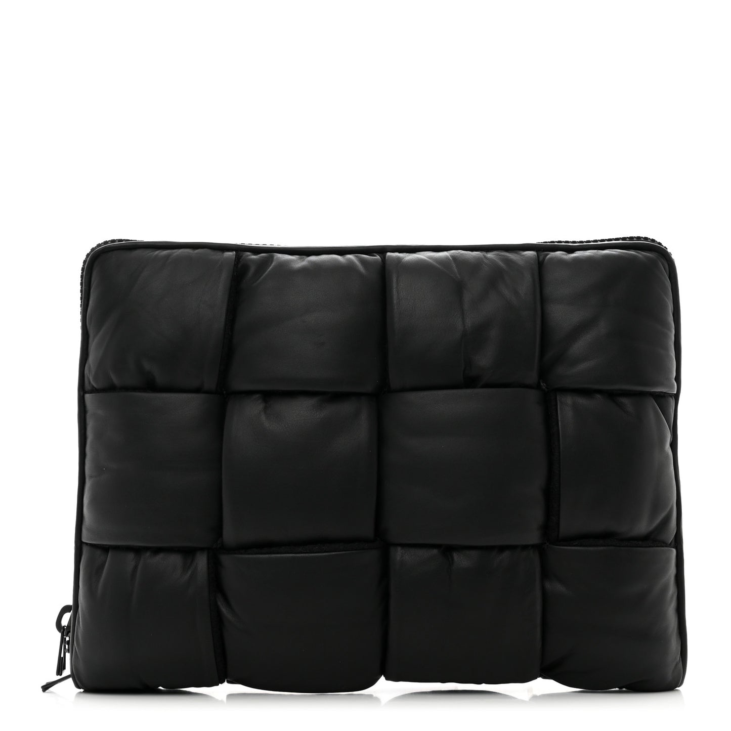 Calfskin Padded Maxi Intrecciato Document Case Black
