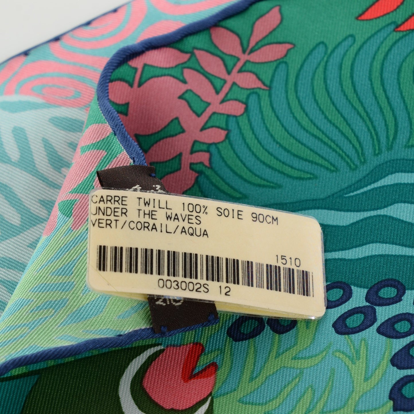Silk Under The Waves Scarf 90 Vert Corail Aqua