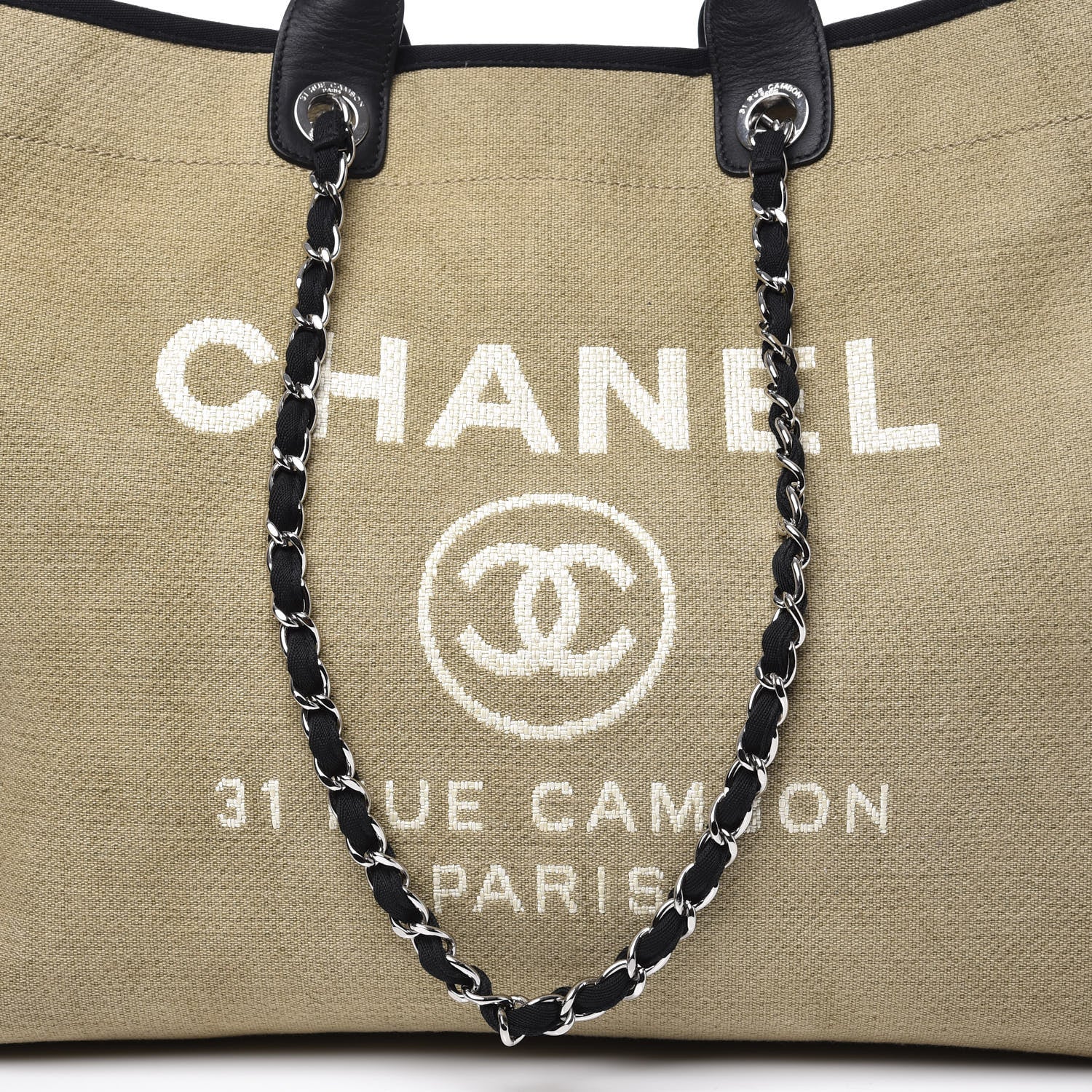 Chanel Canvas Extra Large Deauville Tote Beige Black 12 of 12