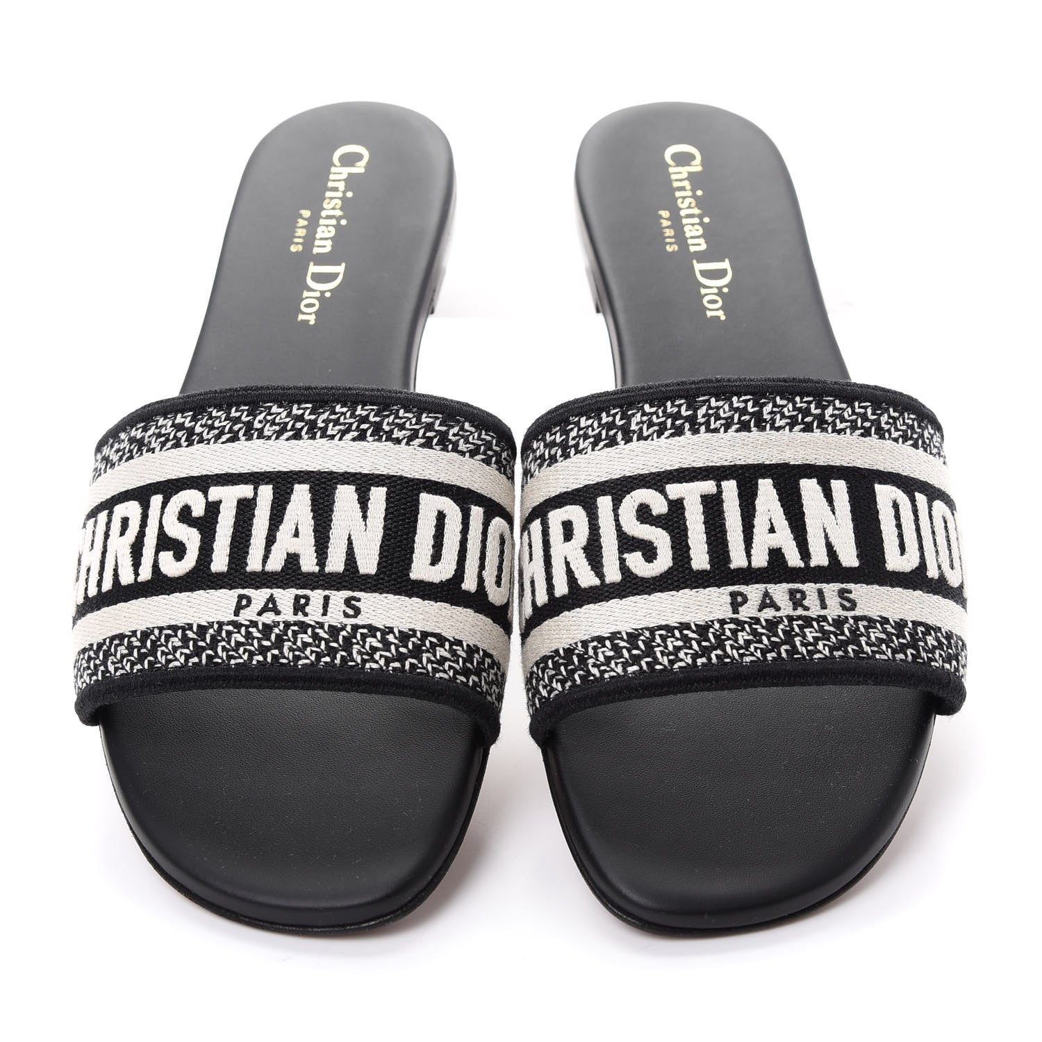 Christian Dior Canvas Embroidered Dway Mules Slide Sandals 38 Deep Blue 5 of 10