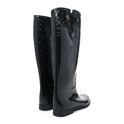 Louis Vuitton Rubber Embossed Monogram Drops High Rain Boots 37 Black 4 of 7