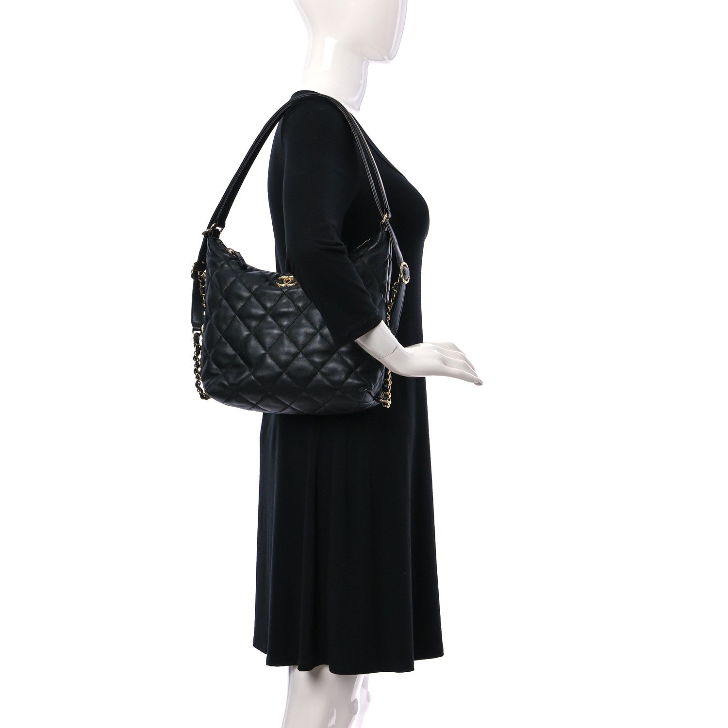 Chanel Lambskin Quilted Maxi Hobo Black 2 of 9