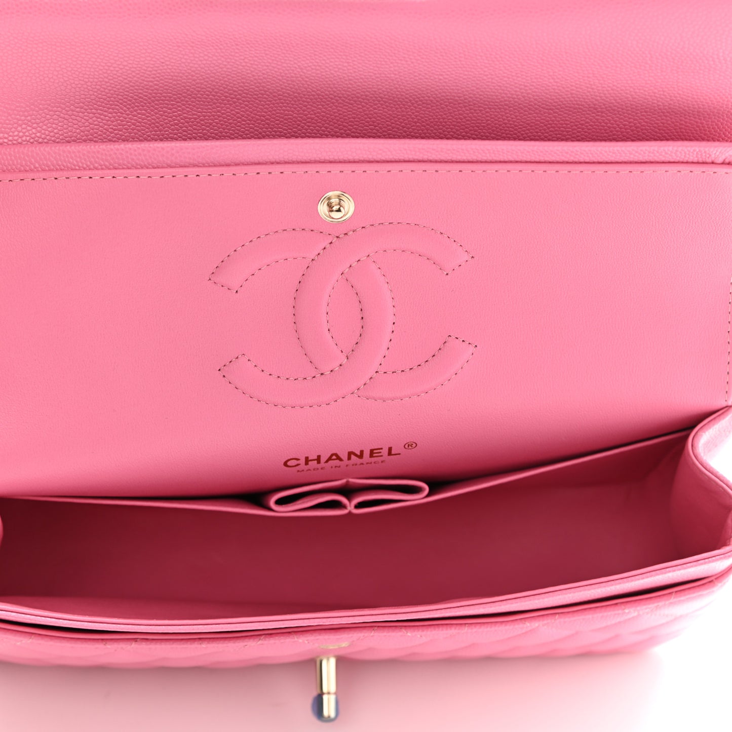 Caviar Quilted Medium Double Flap Pink