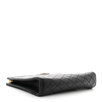 Saint Laurent Lambskin Quilted Monogram Baby Victoire Chain Clutch Bag Black 4 of 10