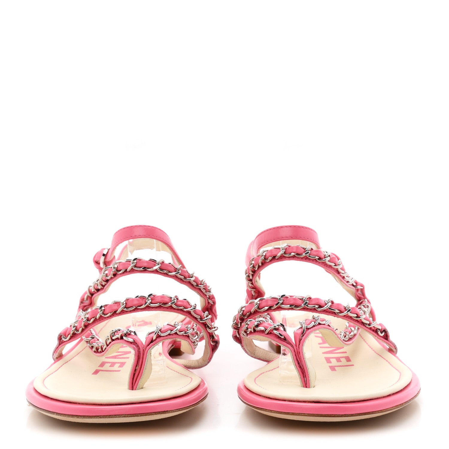 Chanel Calfskin Chain Braided Sandals 39 Pink 3 of 10