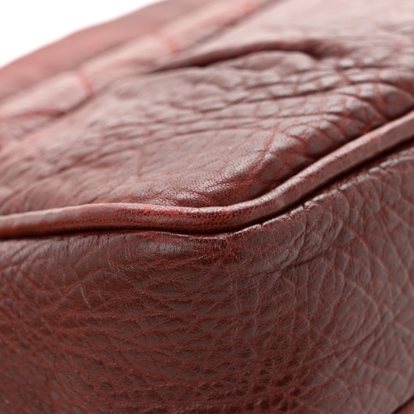 Distressed Lambskin Lady Braid Flap Burgundy