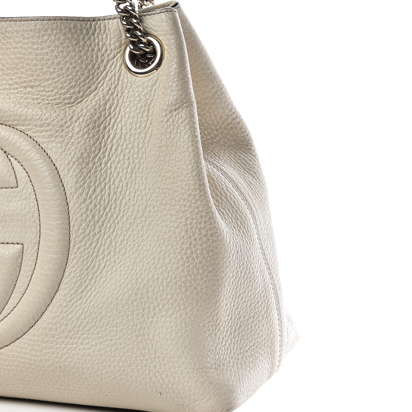 Pebbled Calfskin Medium Soho Chain Shoulder Bag Off White