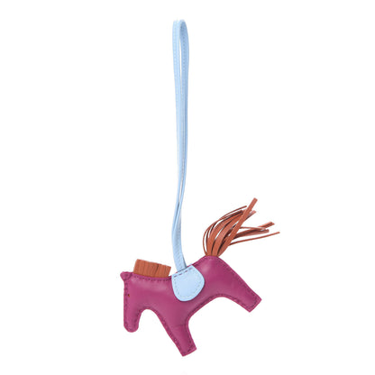 Hermes Milo Lambskin Grigri Rodeo Horse Bag Charm PM Rose Pourpre Cornaline Celeste 1 of 5