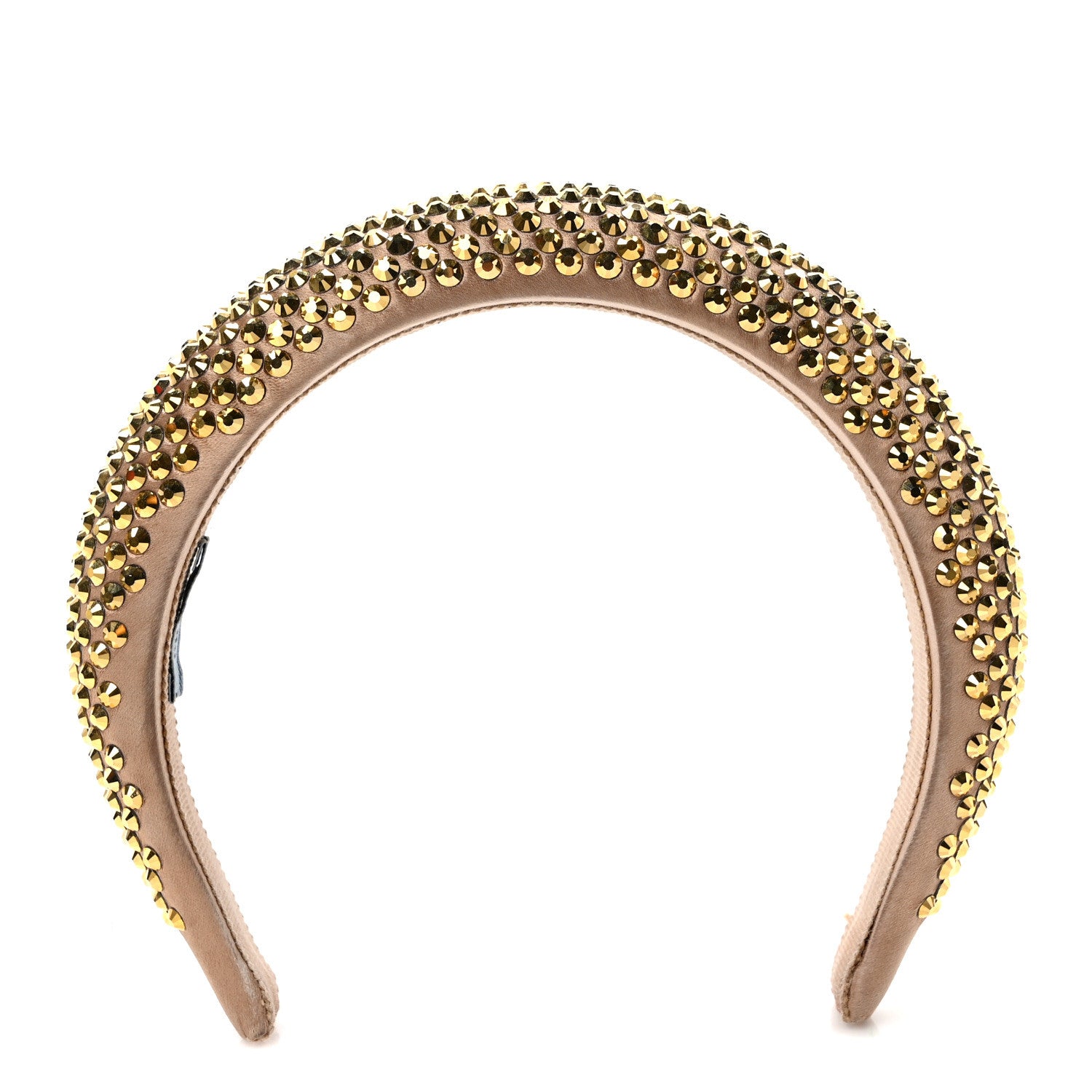 Prada Satin Crystal Embellished Headband Platino 1 of 9