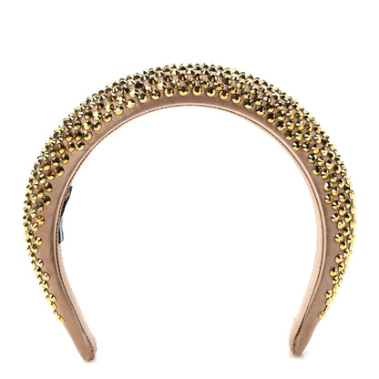 Prada Satin Crystal Embellished Headband Platino 1 of 9