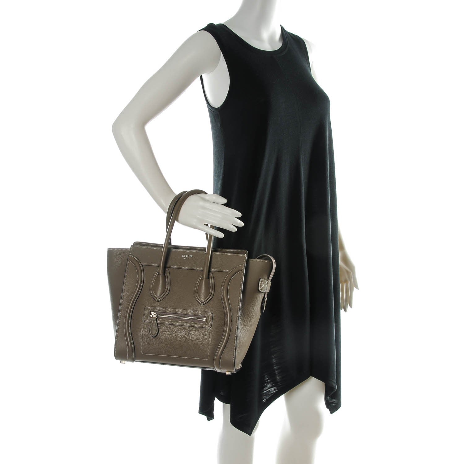 Celine Drummed Calfskin Micro Luggage Souris 2 of 9