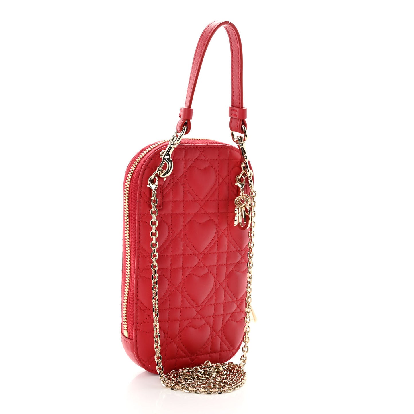Lambskin Cannage Dioramour Lady Dior Phone Holder Bright Red