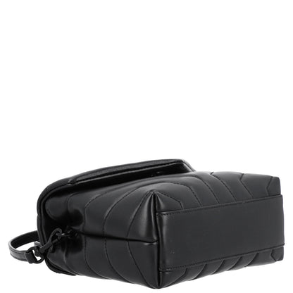 Saint Laurent Calfskin Y Quilted Monogram Toy Loulou Crossbody Bag Black 4 of 11