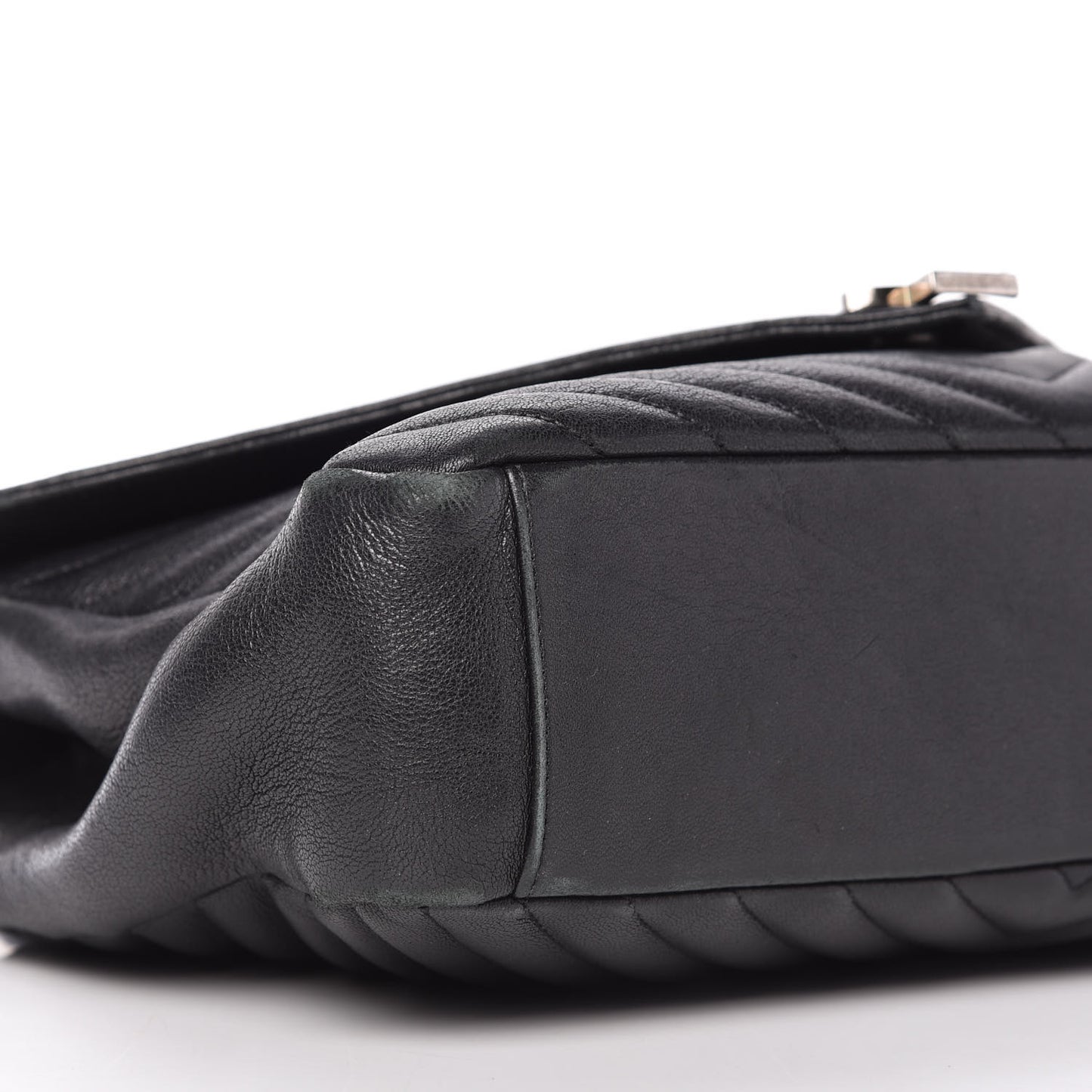 Sheepskin Matelasse Chevron Monogram Large College Satchel Black