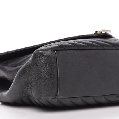 Saint Laurent Sheepskin Matelasse Chevron Monogram Large College Satchel Black 6 of 9
