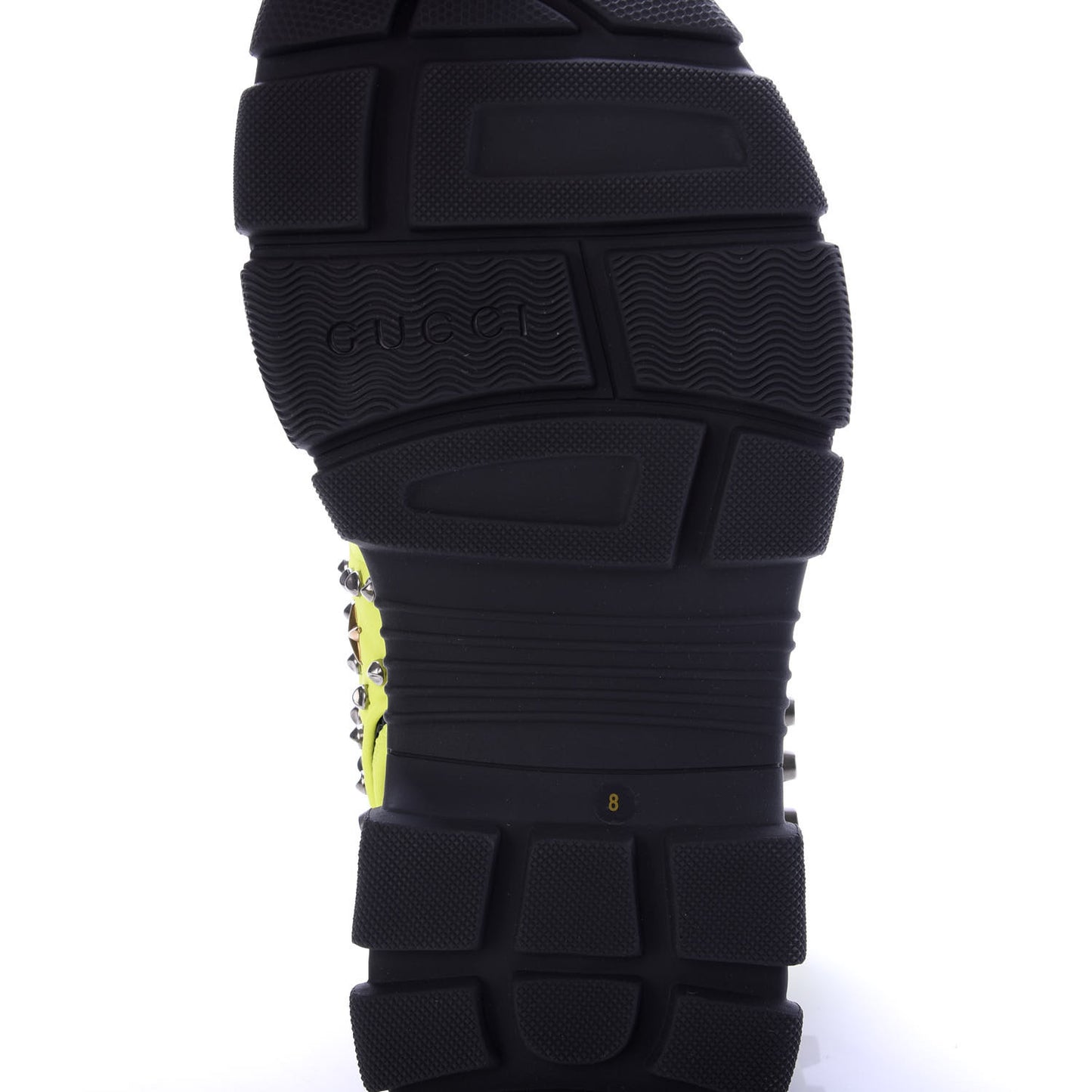 Technical Canvas Calfskin Studded Mens Aguru Sandals 8 Neon Yellow