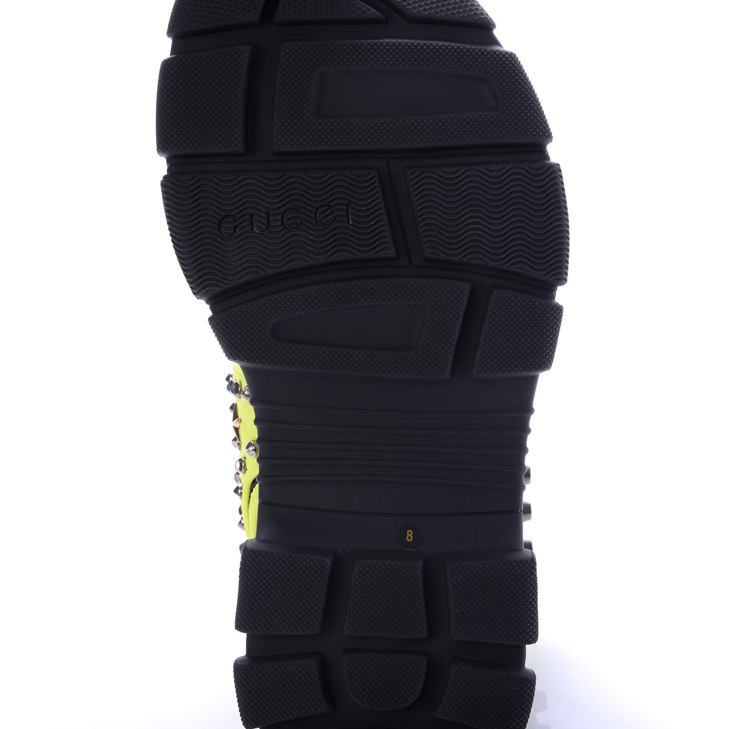 Gucci Technical Canvas Calfskin Studded Mens Aguru Sandals 8 Neon Yellow 8 of 10
