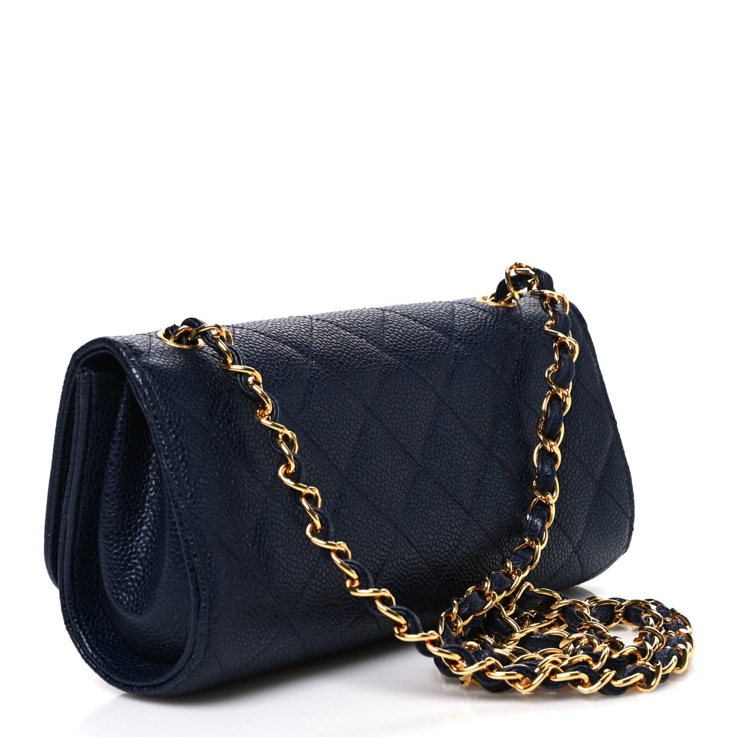 Caviar Quilted East West Flap Navy