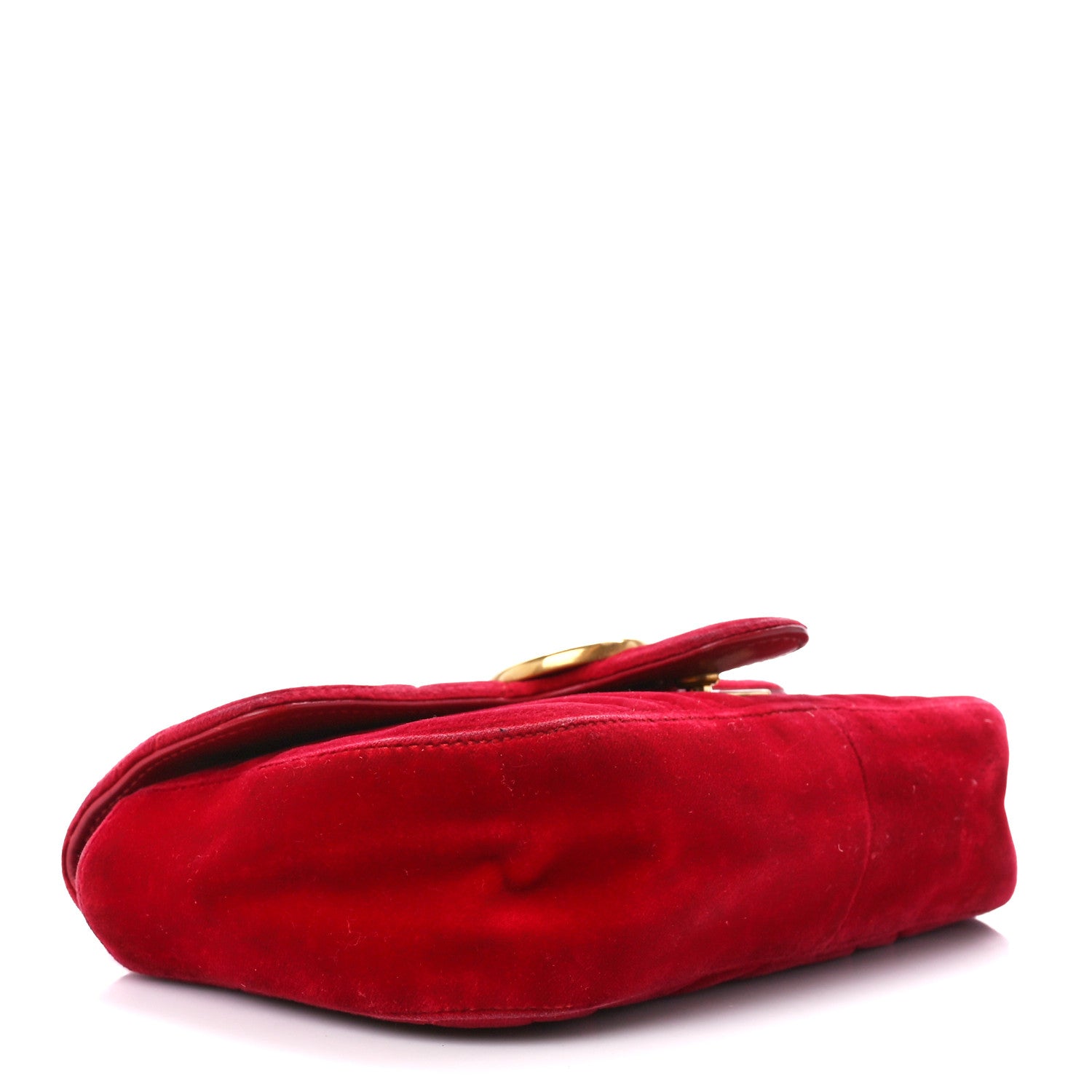 Gucci Velvet Matelasse Mini GG Marmont Shoulder Bag Hibiscus Red 4 of 12
