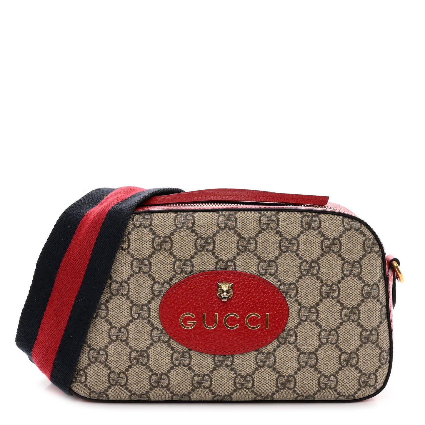 GG Supreme Monogram Web Neo Vintage Shoulder Bag Beige Red