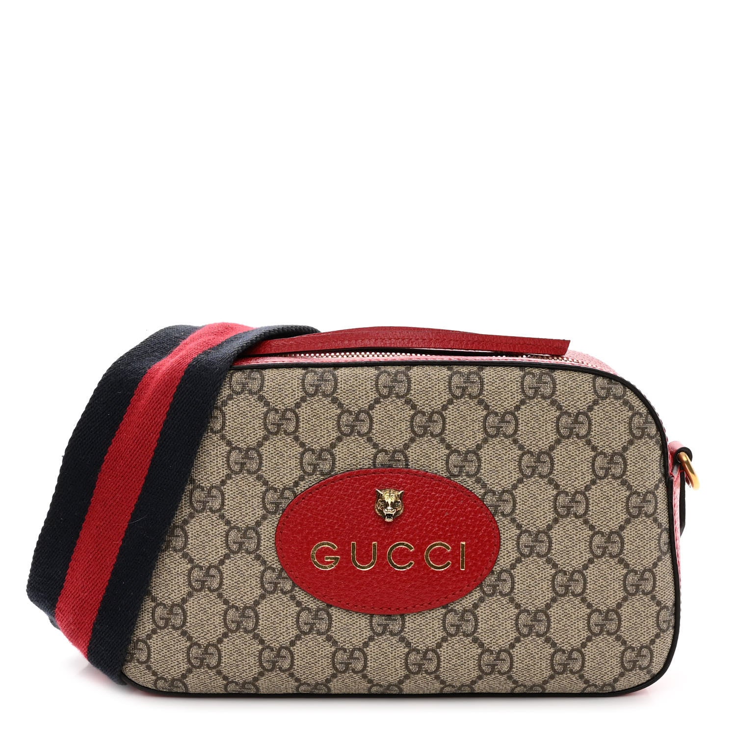 Gucci GG Supreme Monogram Web Neo Vintage Shoulder Bag Beige Red 1 of 10