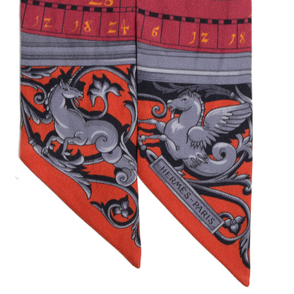 Hermes Silk Astrologie Twilly Vermillion Gris Fer Rouge H 3 of 6