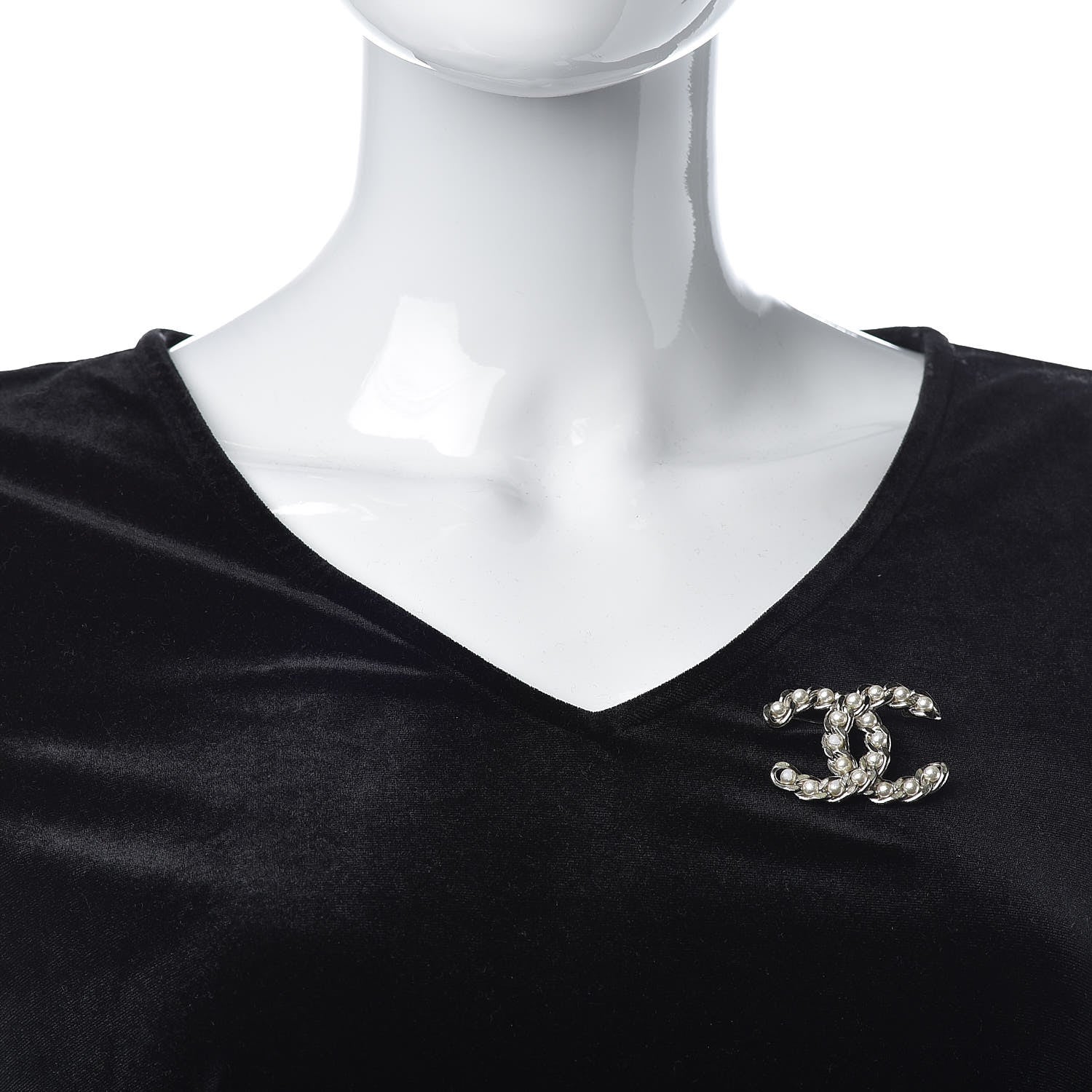 Chanel Pearl CC Chain Brooch Silver 2 of 5