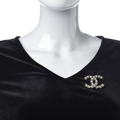 Chanel Pearl CC Chain Brooch Silver 2 of 5