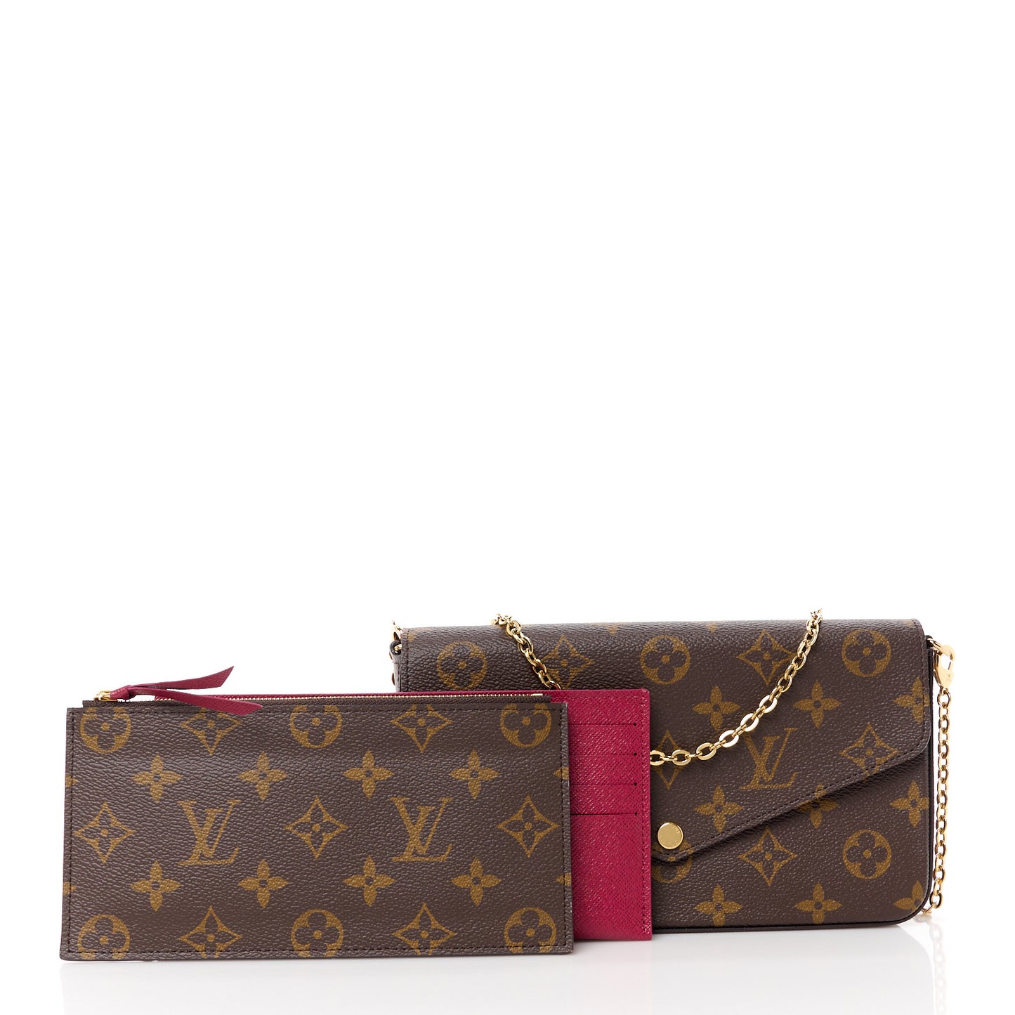 Monogram Pochette Felicie Chain Wallet Fuchsia