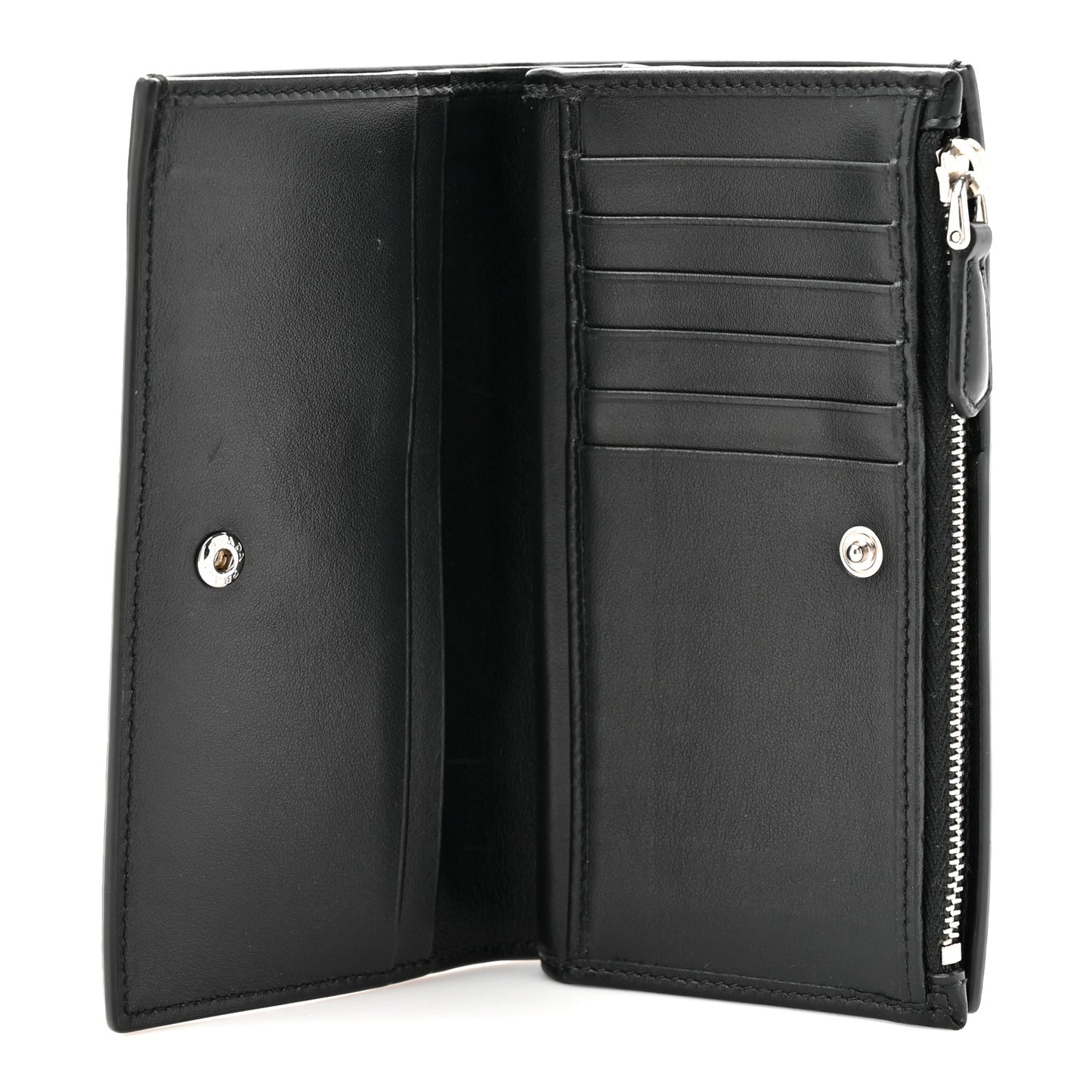 Vitello Daino Triangle Continental Zip Wallet  Black
