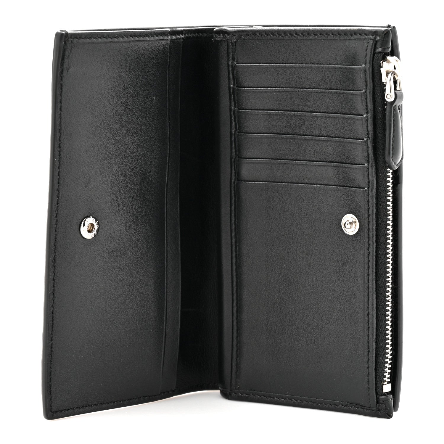 Prada Vitello Daino Triangle Continental Zip Wallet  Black 5 of 7