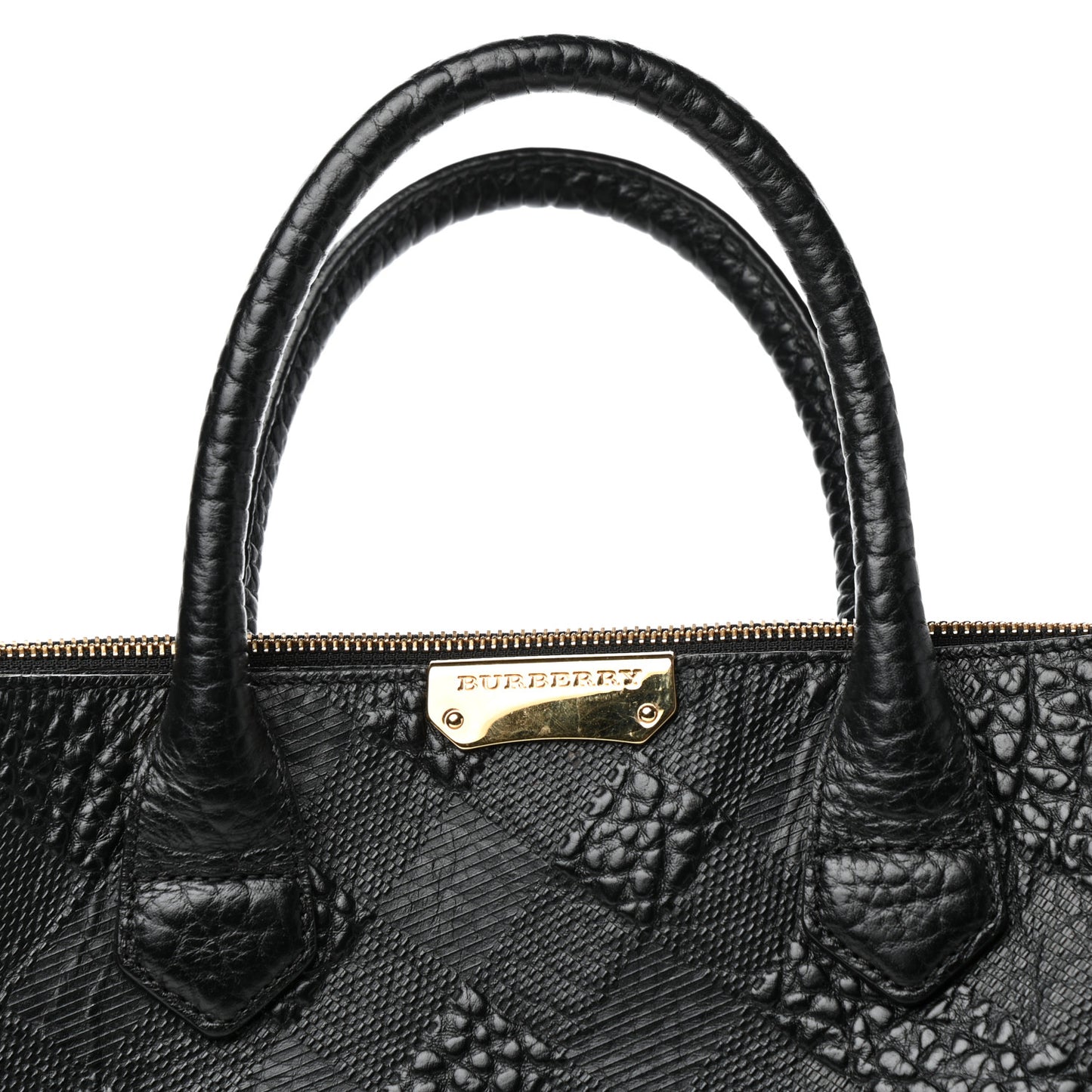 Heritage Grain Check Embossed Medium Dewsbury Tote Black