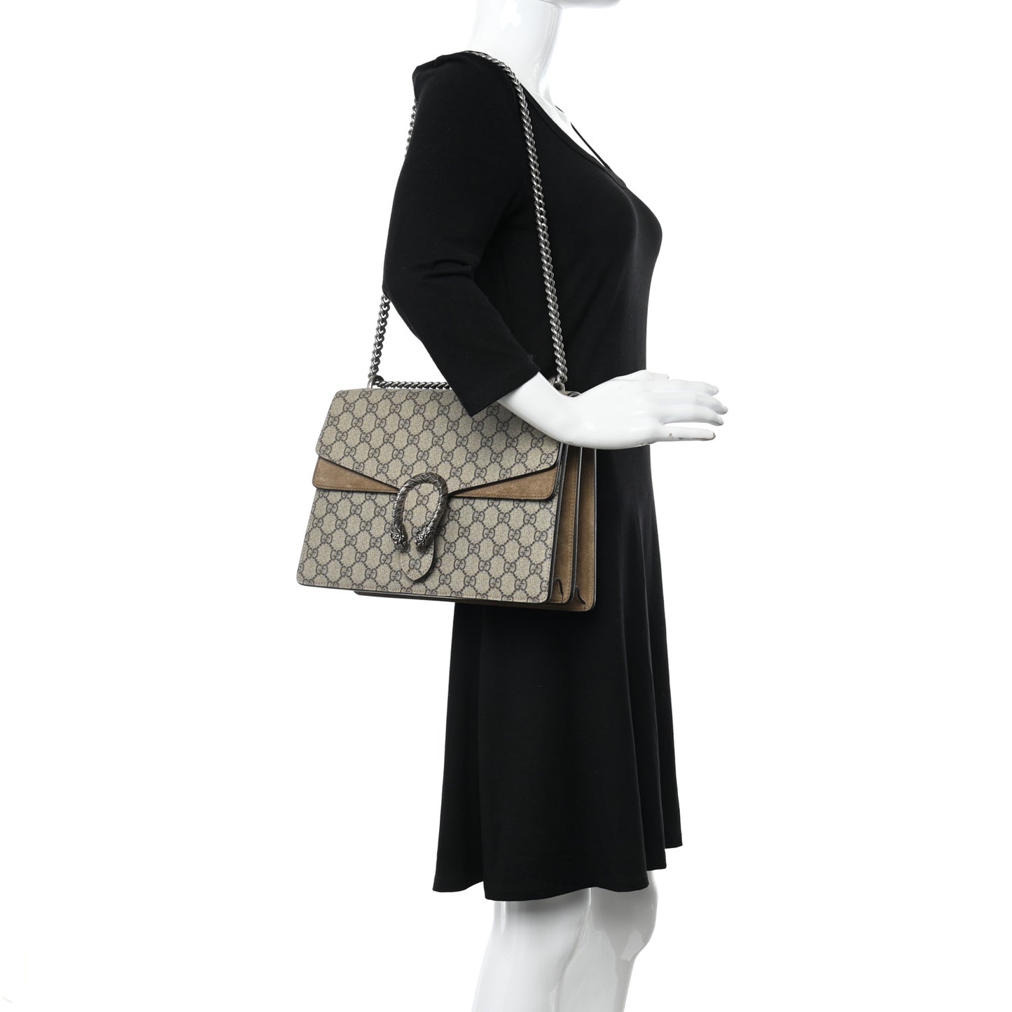 GG Supreme Monogram Medium Dionysus Shoulder Bag Taupe