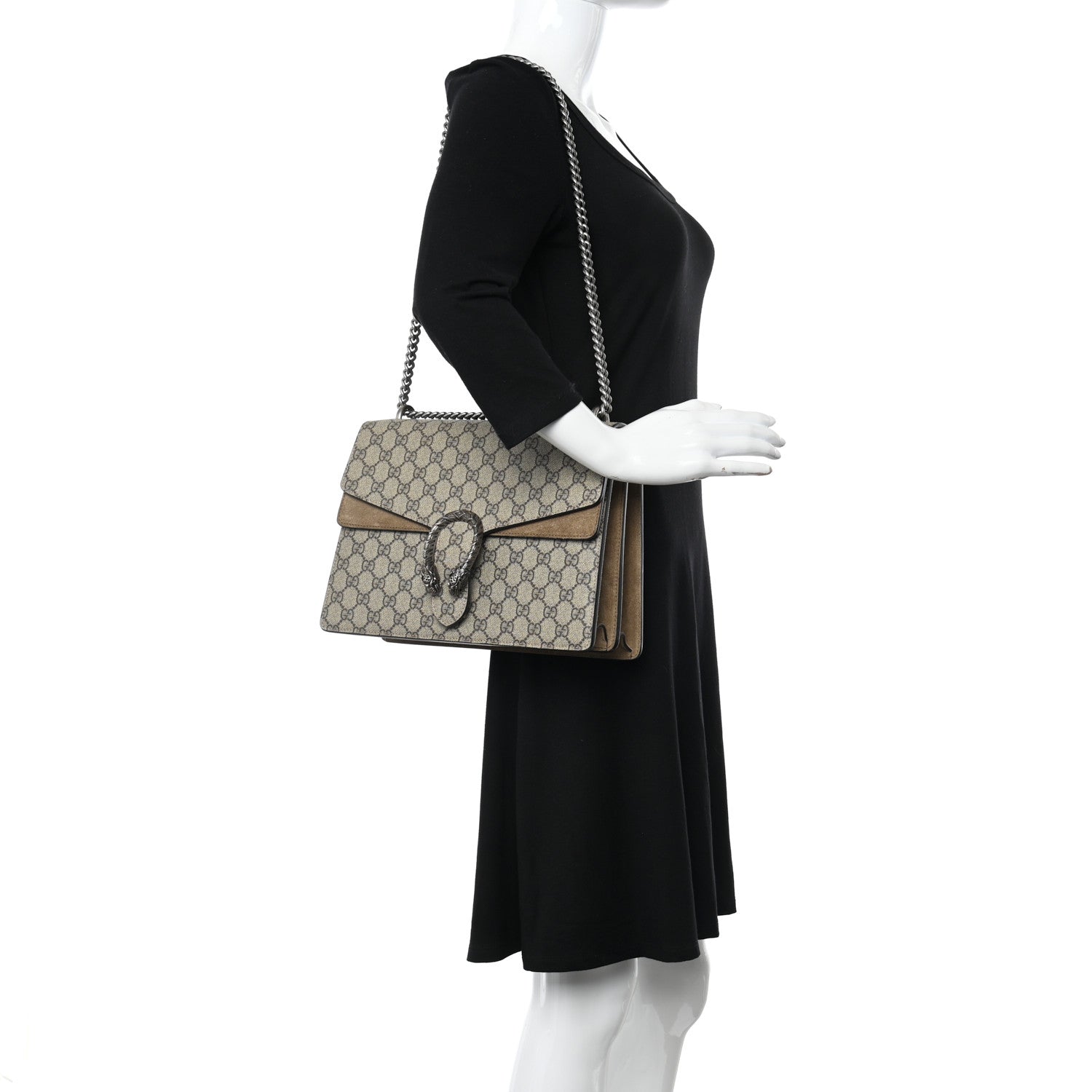 Gucci GG Supreme Monogram Medium Dionysus Shoulder Bag Taupe 2 of 13