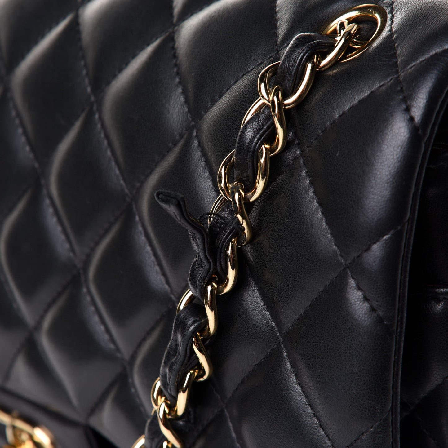 Lambskin Quilted Jumbo Double Flap Black