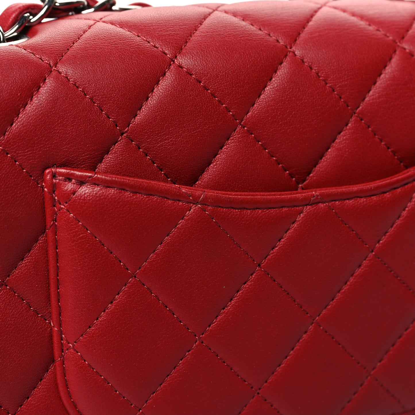 Lambskin Quilted Mini Rectangular Flap Red