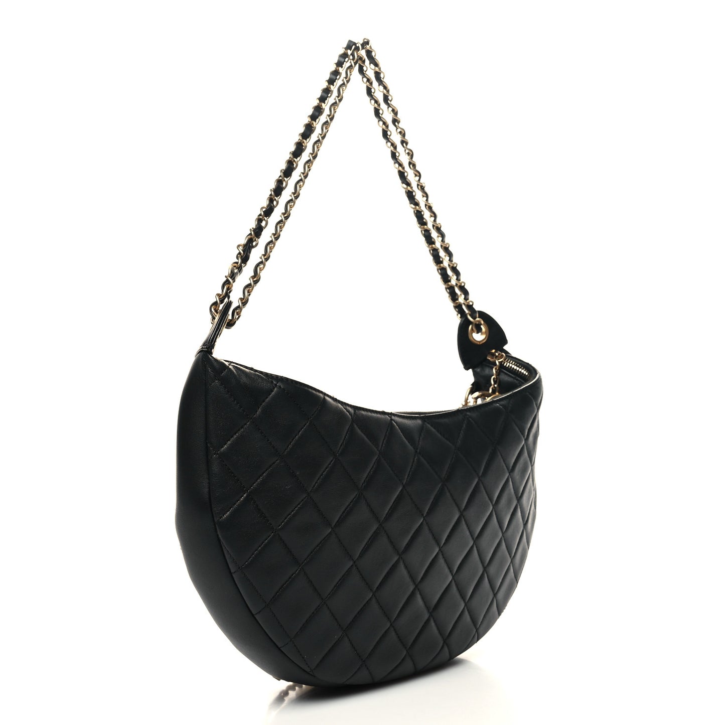 Lambskin Quilted All About Chains Hobo Black