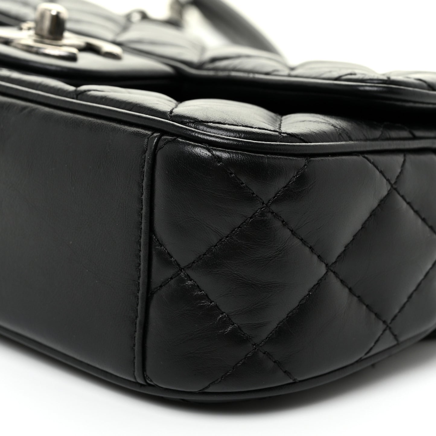 Aged Calfskin Quilted Small Easy Flap Black
