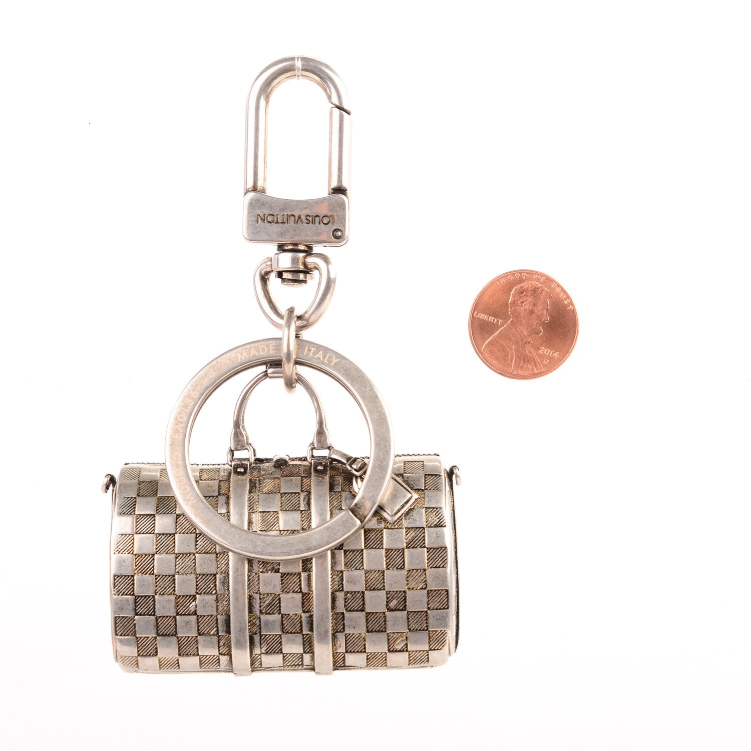 Louis Vuitton Brushed Palladium The Keepall Key Holder Bag Charm 2 of 4