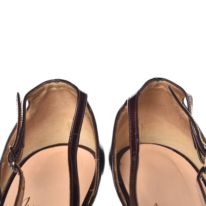 Christian Louboutin Patent Calfskin Top LA 140 T-Strap Platform Pumps 38.5 Burgundy 14 of 15