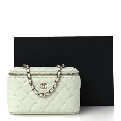 Chanel Caviar Quilted Small Tiny CC Vanity Case With Chain Light Green 12 of 12
