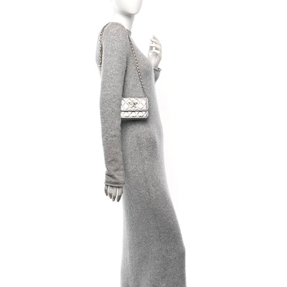 Chanel Metallic Goatskin Quilted Crystal CC Walk Of Fame Clutch With Chain Silver 2 of 11