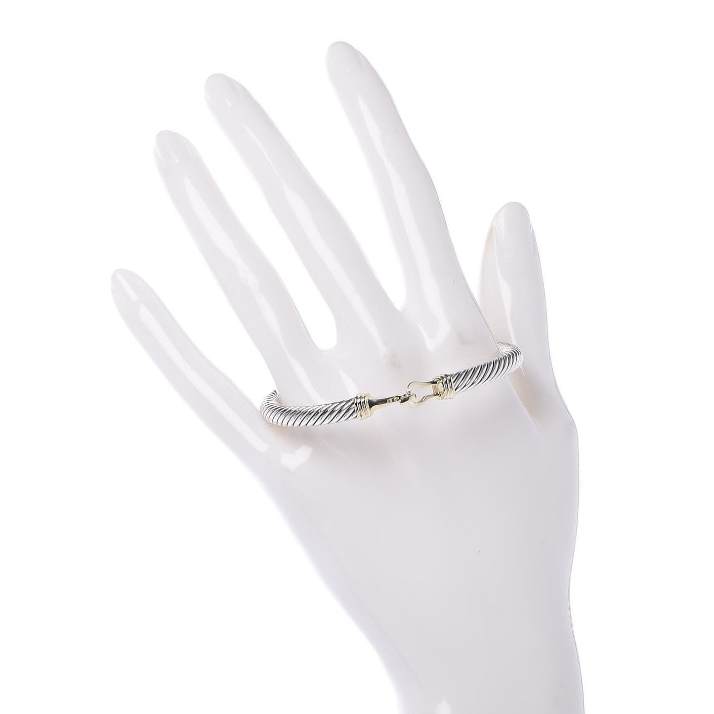 Sterling Silver 14K Yellow Gold 5mm Cable Classic Buckle Bracelet