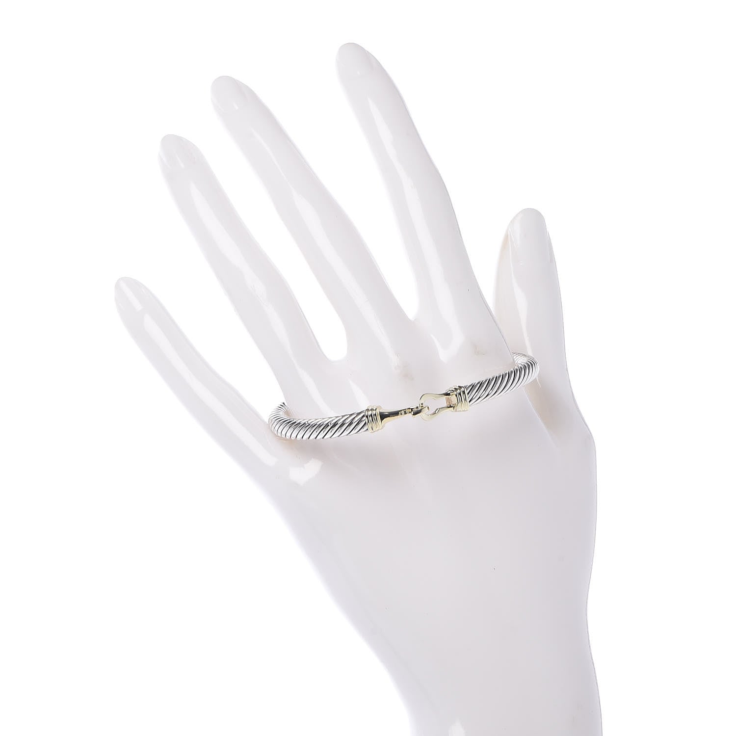 David Yurman Sterling Silver 14K Yellow Gold 5mm Cable Classic Buckle Bracelet 2 of 5