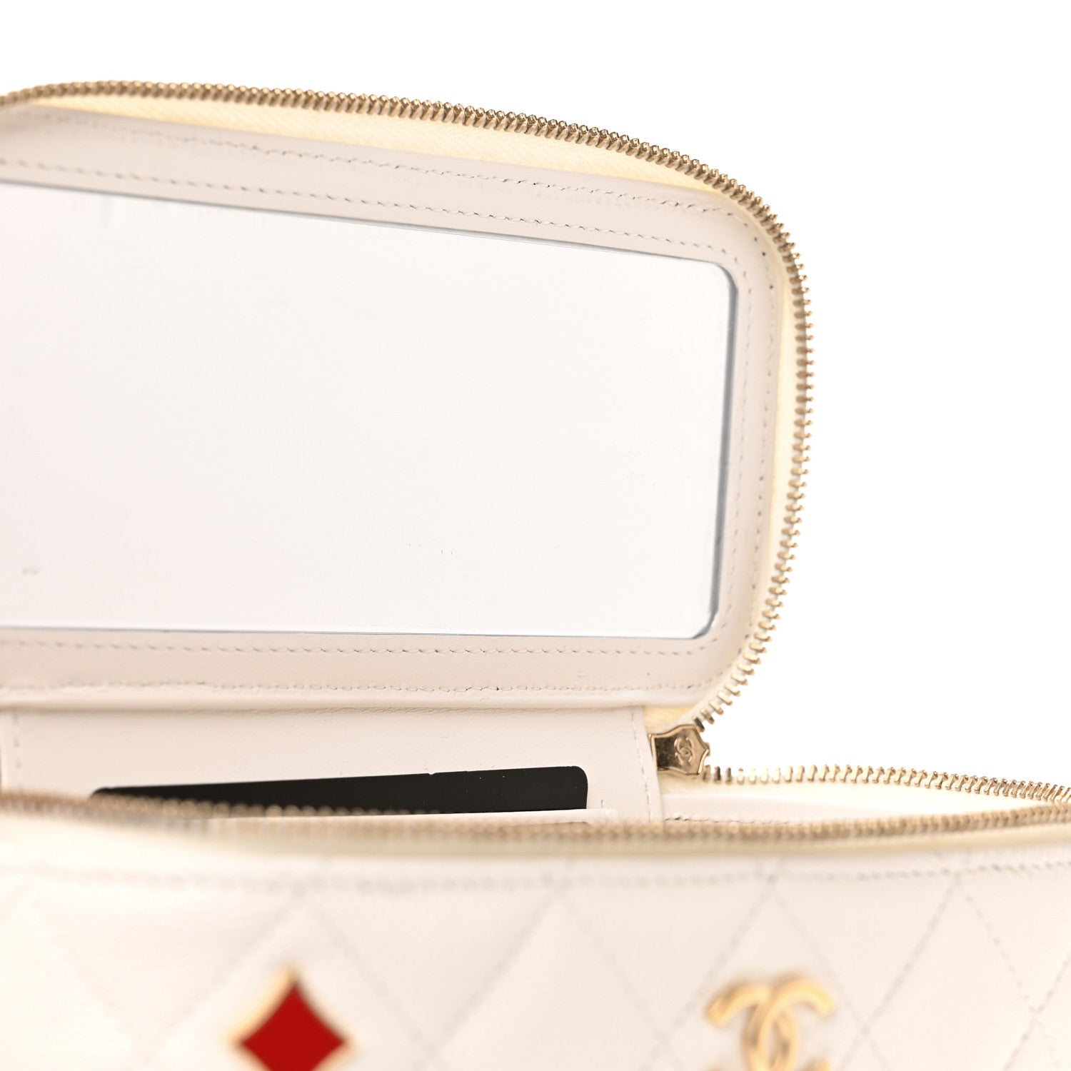 Chanel Caviar Quilted Enamel Coco Casino Small Vanity Case With Chain White 6 of 11