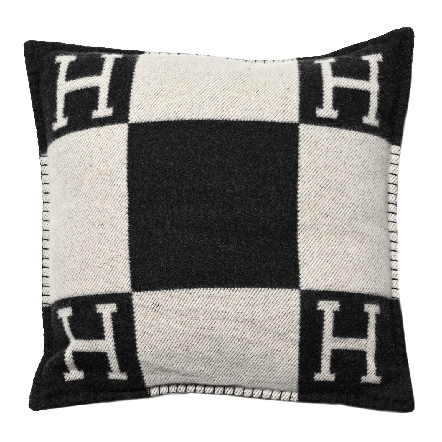 Hermes Wool Cashmere Avalon Pillow PM Ecru Gris Fonce 1 of 4