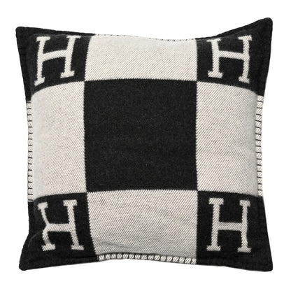 Hermes Wool Cashmere Avalon Pillow PM Ecru Gris Fonce 1 of 4