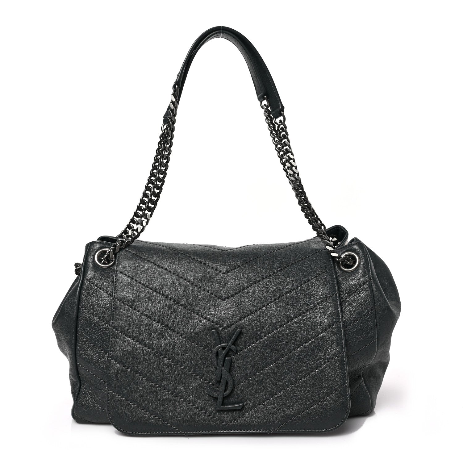 Saint Laurent Vintage Lambskin Chevron Monogram Medium Nolita Dark Smog 1 of 8