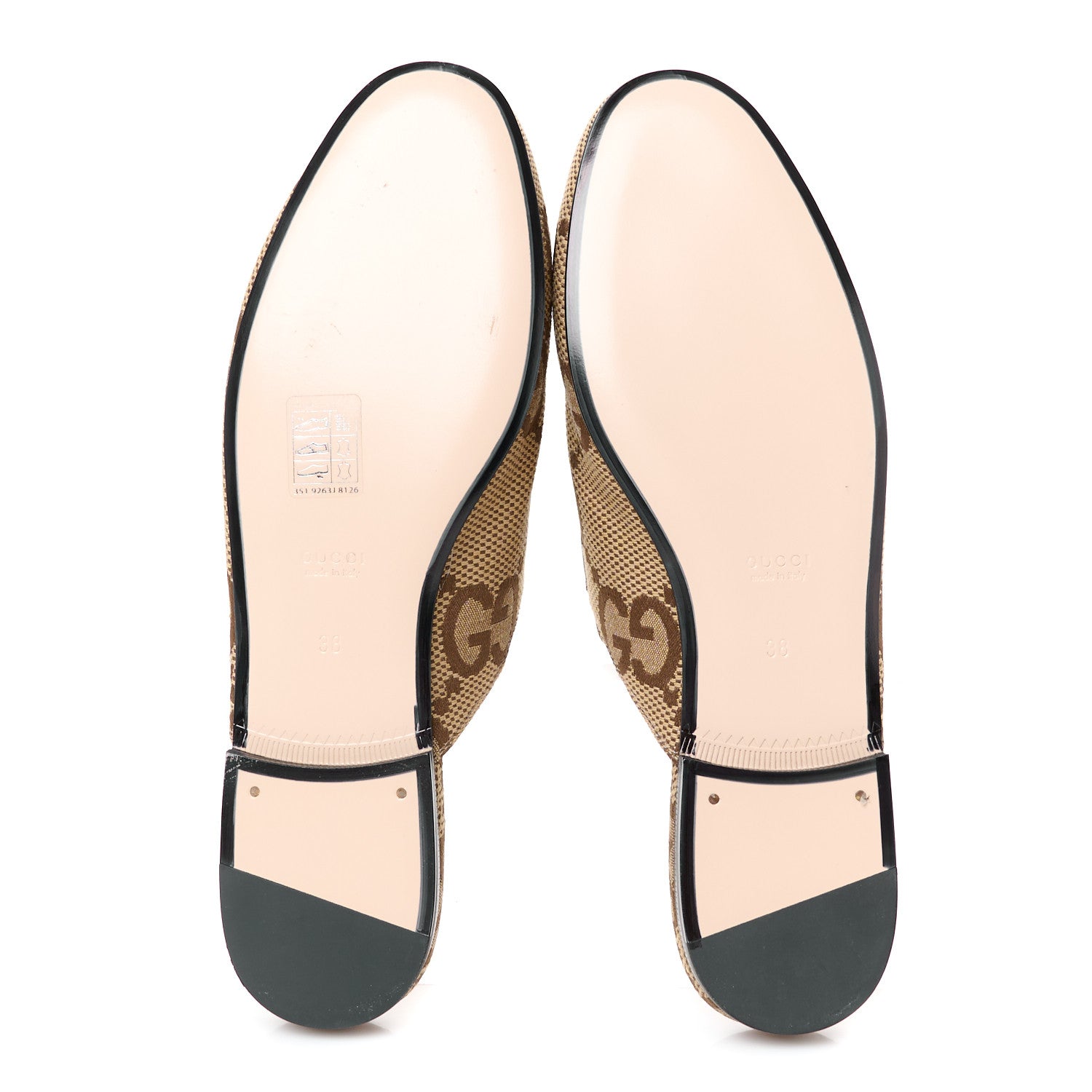 Gucci Monogram Jumbo GG Malaga Kid Womens Princetown Slippers 38 Camel Ebony New Acero Beige 6 of 10
